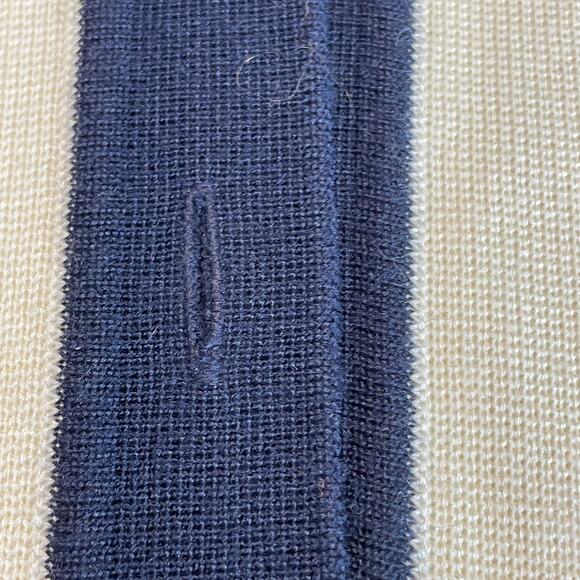 Vintage Arthur Kohler Sweater Cream Green Navy Open Front Classic Cardigan 10 - Picture 6 of 8